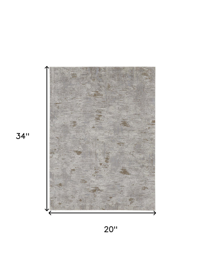 2' x 3' Brown and Ivory Abstract Power Loom Distressed Area Rug
