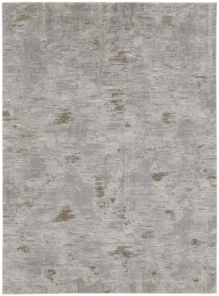 2' x 3' Brown and Ivory Abstract Power Loom Distressed Area Rug
