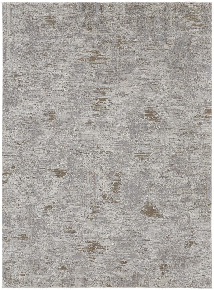 2' x 3' Brown and Ivory Abstract Power Loom Distressed Area Rug