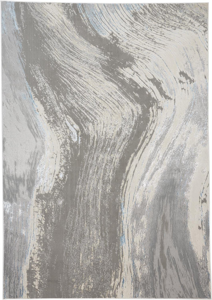 2' x 3' Gray and Ivory Abstract Power Loom Area Rug