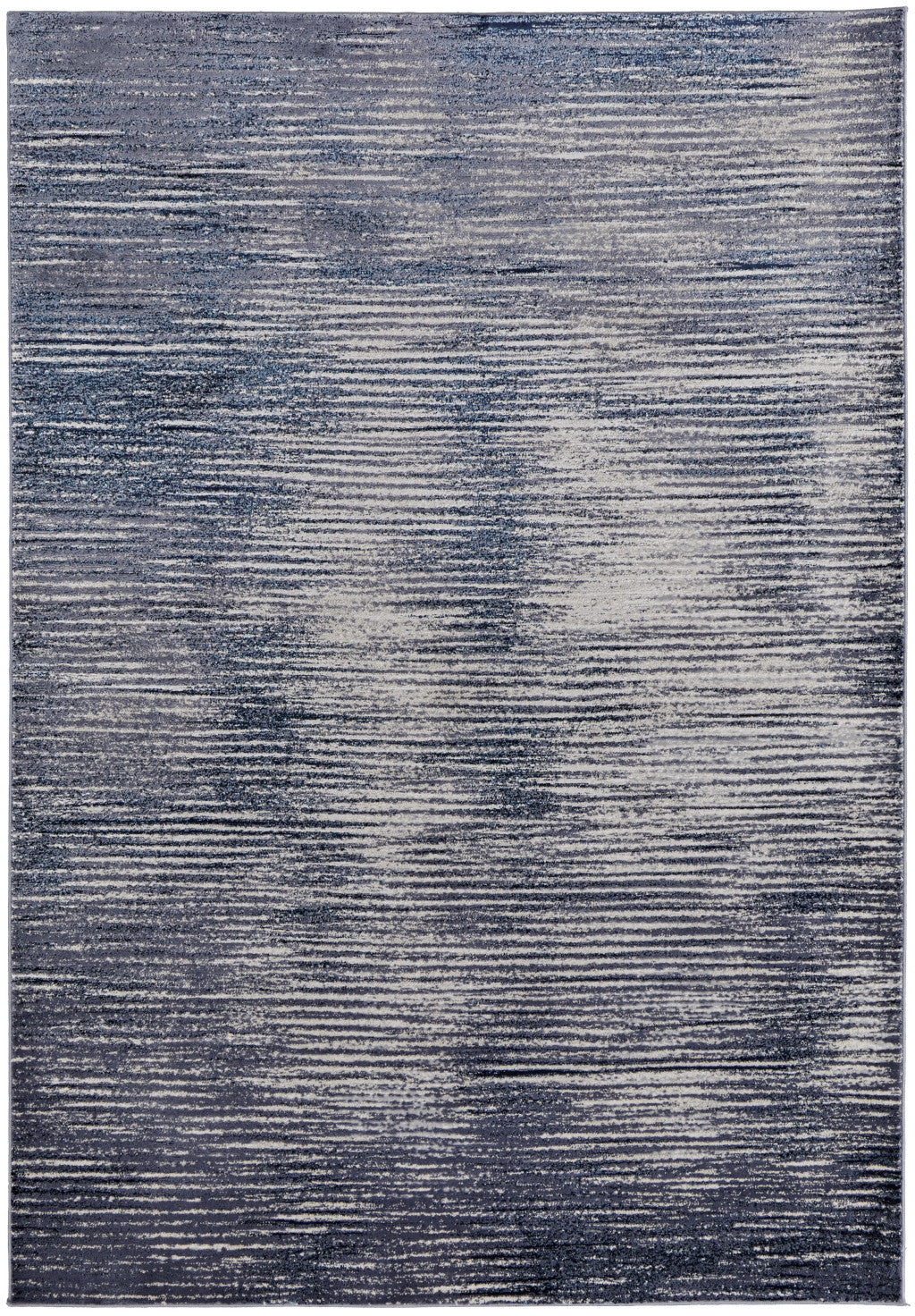 2' x 3' Gray and Ivory Striped Power Loom Distressed Area Rug