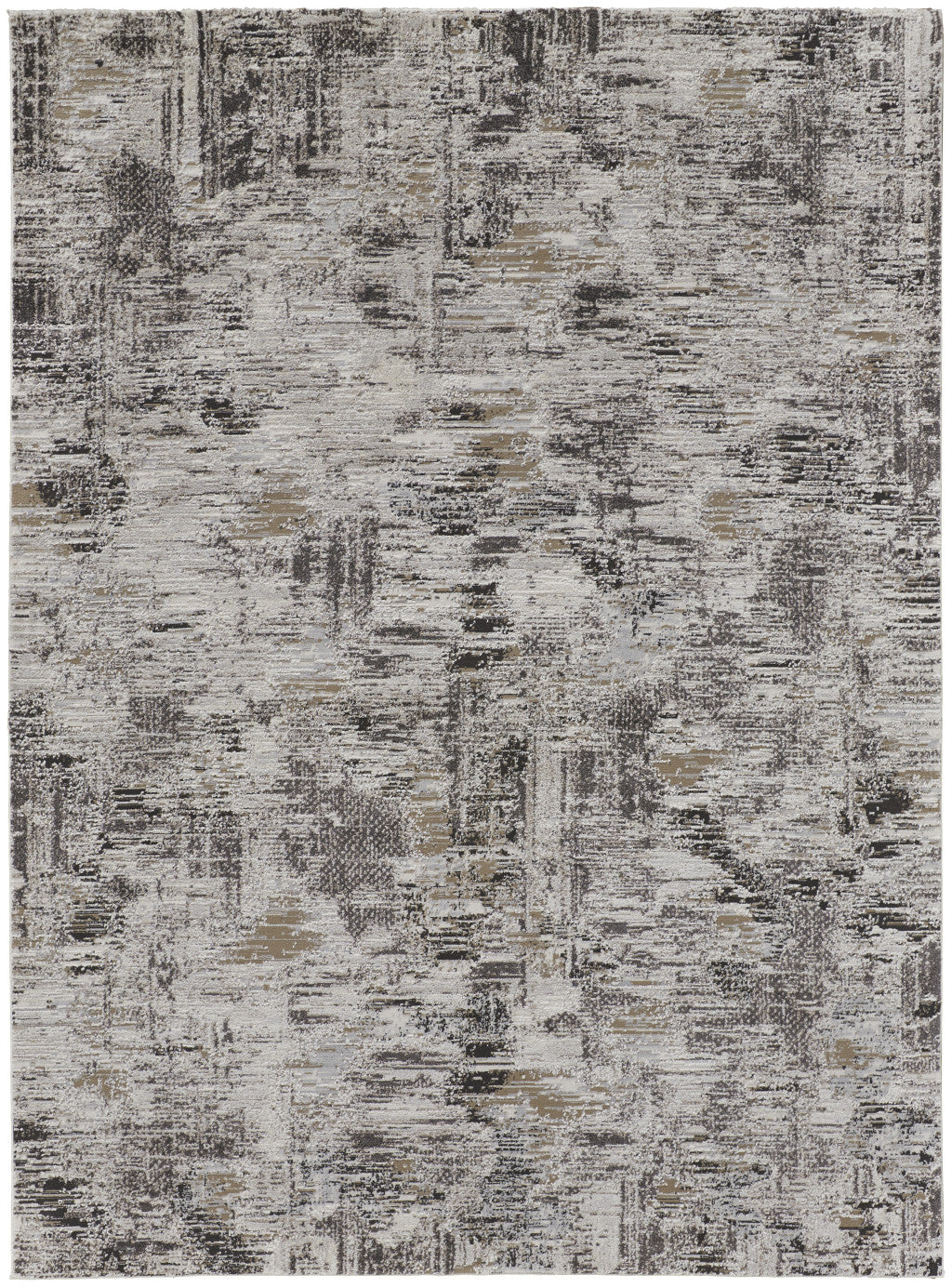 2' x 3' Brown and Ivory Abstract Power Loom Distressed Area Rug