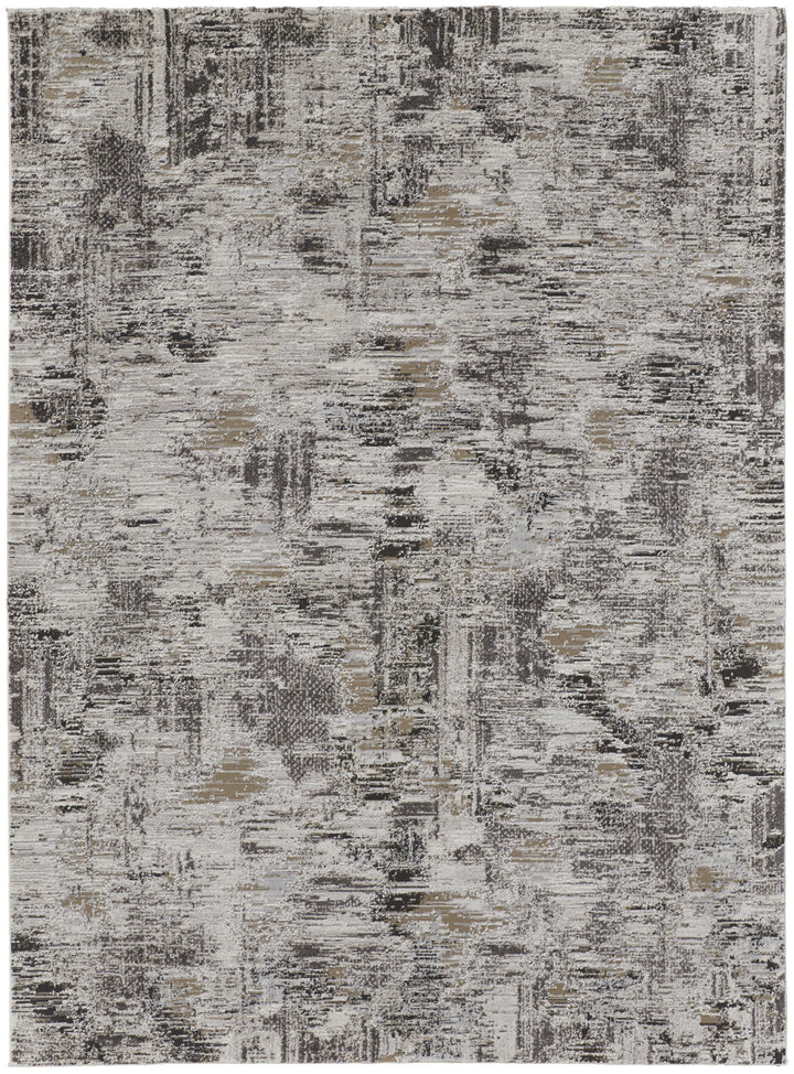 2' x 3' Brown and Ivory Abstract Power Loom Distressed Area Rug