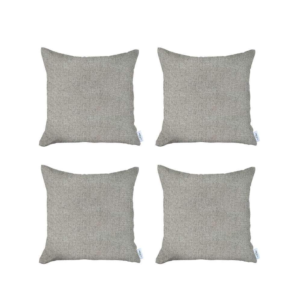 Set Of Four 18" X 18" Ivory Polyester Zippered Pillow
