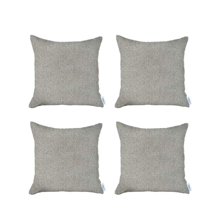 Set Of Four 18" X 18" Ivory Polyester Zippered Pillow