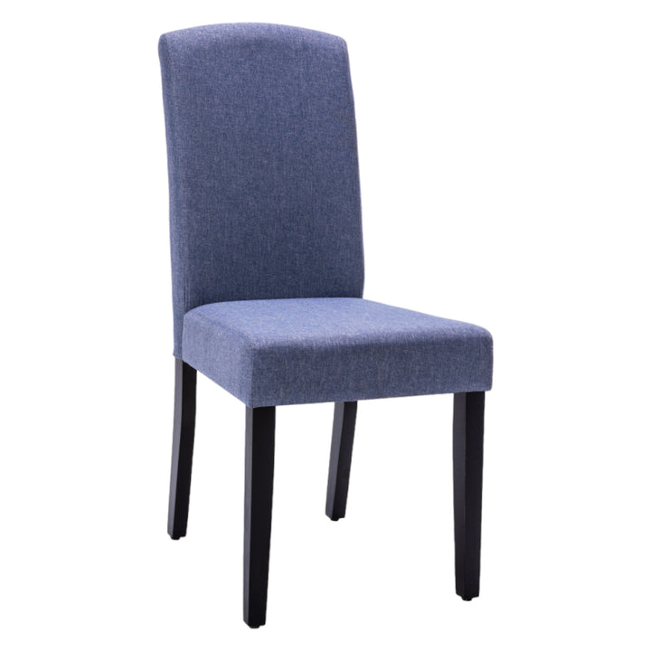 Set of Two Navy Blue And Black Upholstered Polyester Dining Parsons Chairs