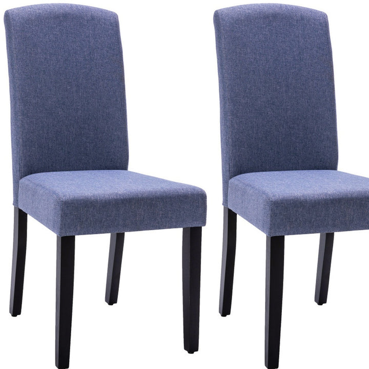 Set of Two Navy Blue And Black Upholstered Polyester Dining Parsons Chairs