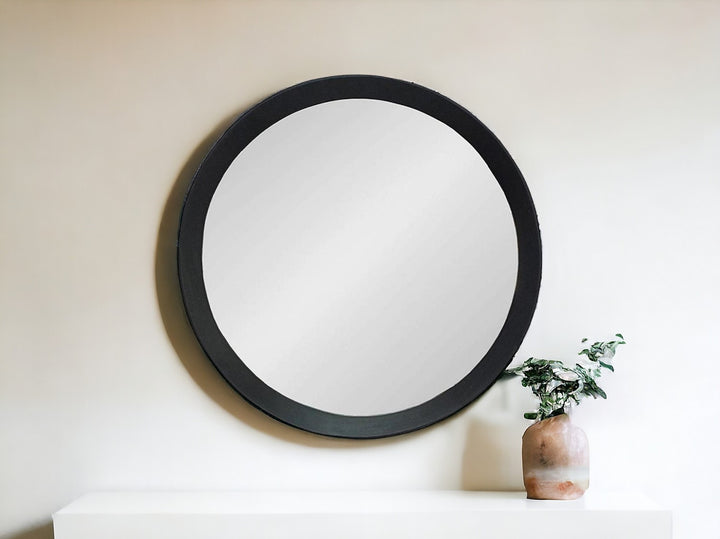 20" Black Round Framed Accent Mirror