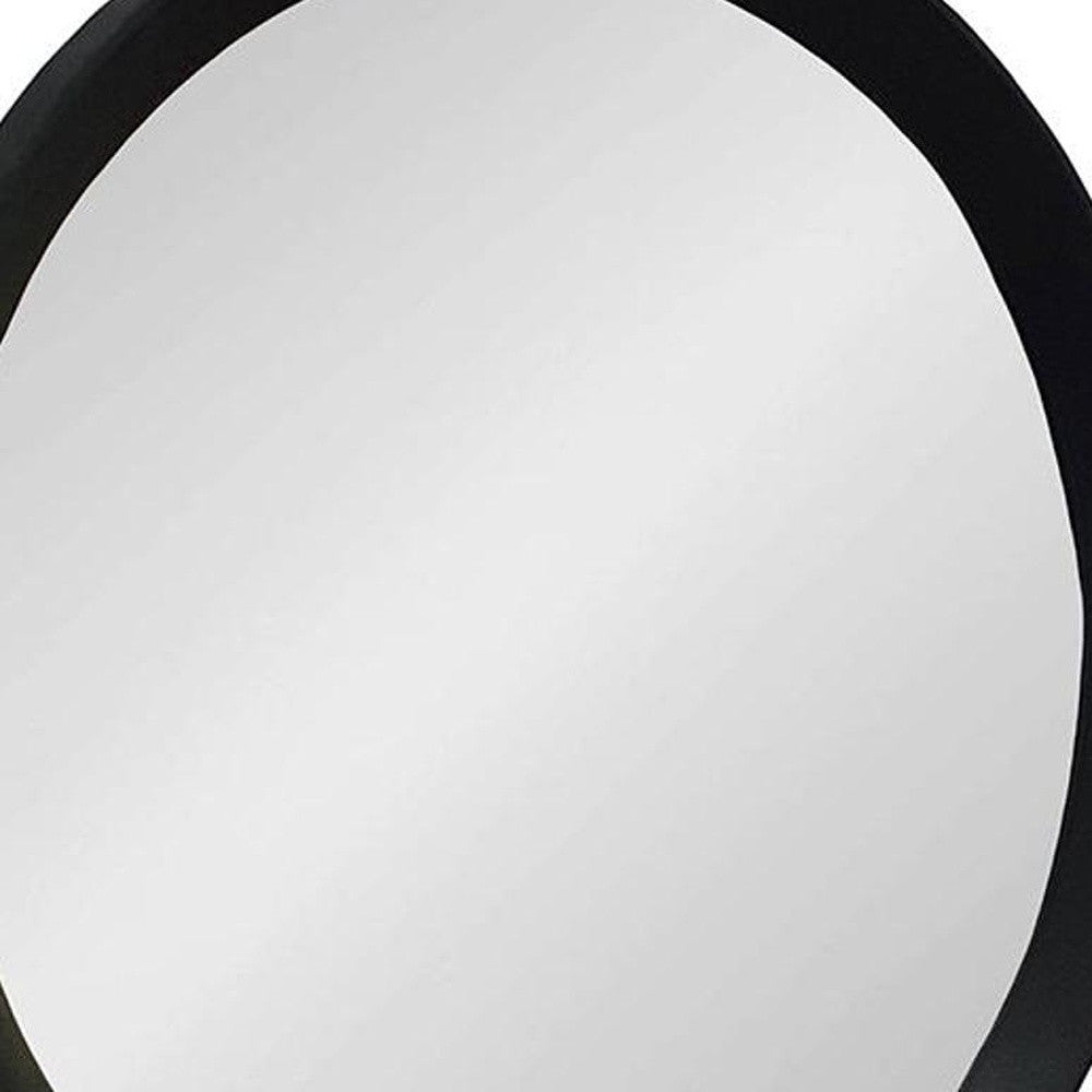 20" Black Round Framed Accent Mirror