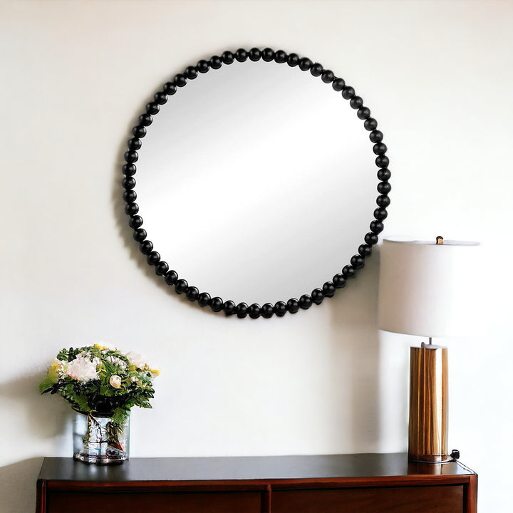 32" Black Abstract Framed Accent Mirror