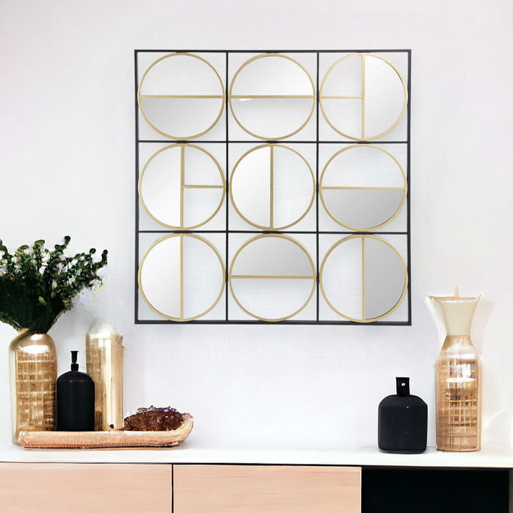 36" Black and Gold Square Framed Accent Mirror