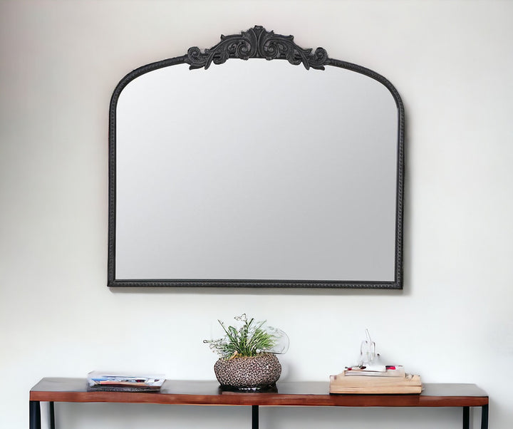 31" Black Crowned Top Framed Accent Mirror