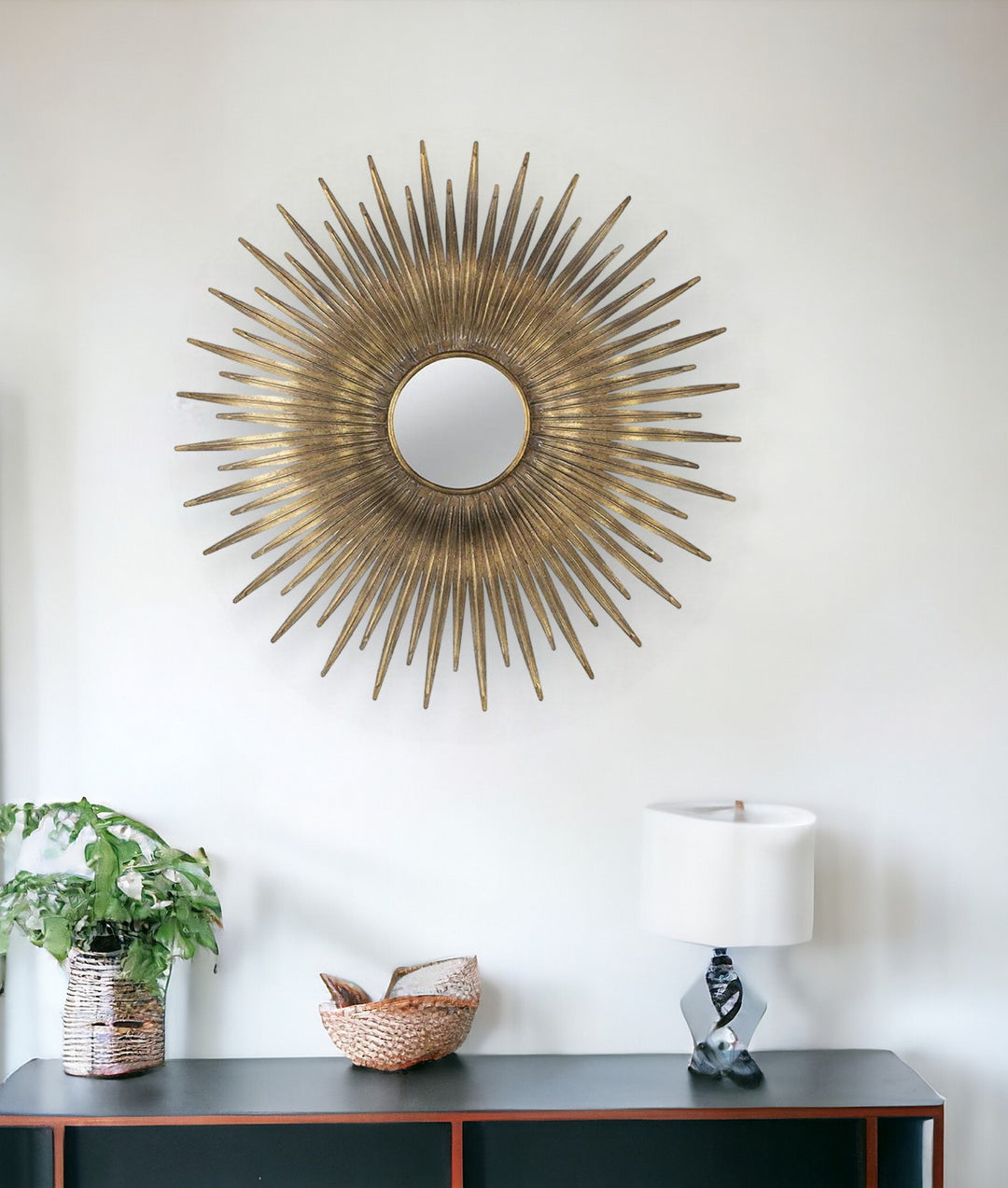 28" Gold Sunburst Framed Accent Mirror