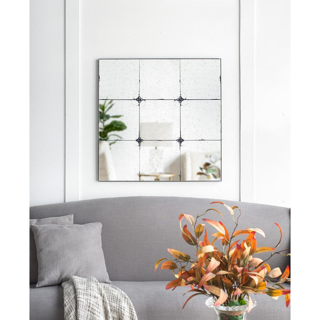 36" Black Square Framed Accent Mirror