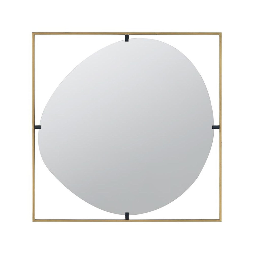 32" Black and Gold Square Framed Accent Mirror