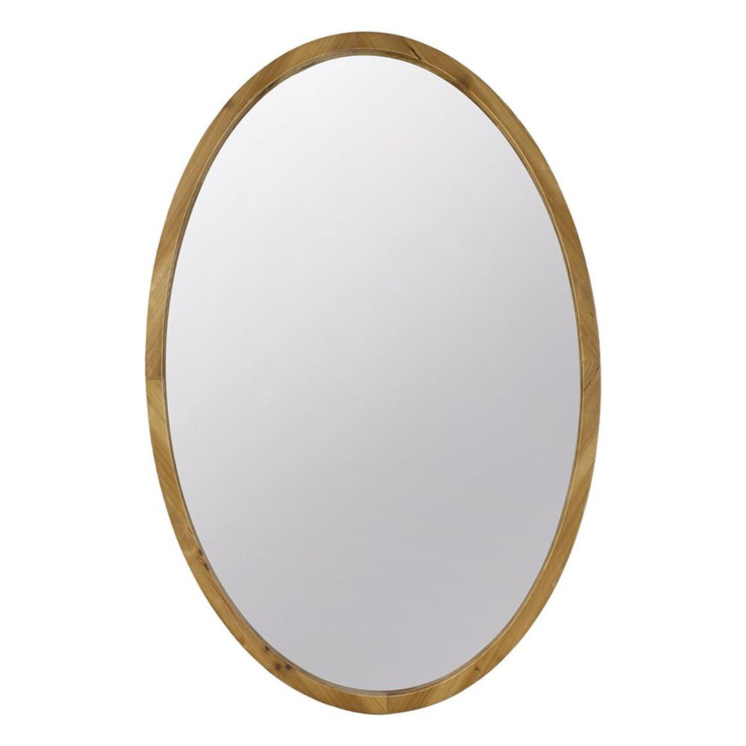 35" Brown Oval Framed Accent Mirror