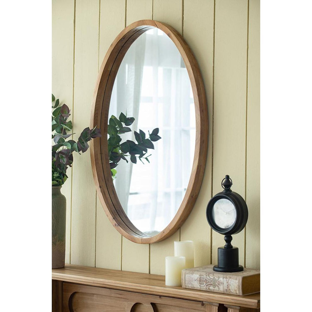 35" Brown Oval Framed Accent Mirror