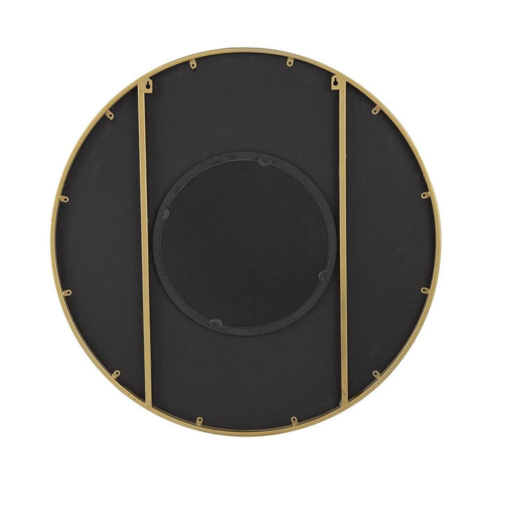 32" Black and Gold Round Framed Accent Mirror