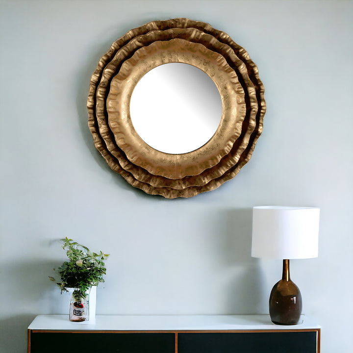 16" Gold Abstract Framed Accent Mirror