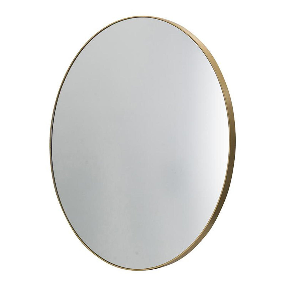 30" Brown Round Framed Accent Mirror