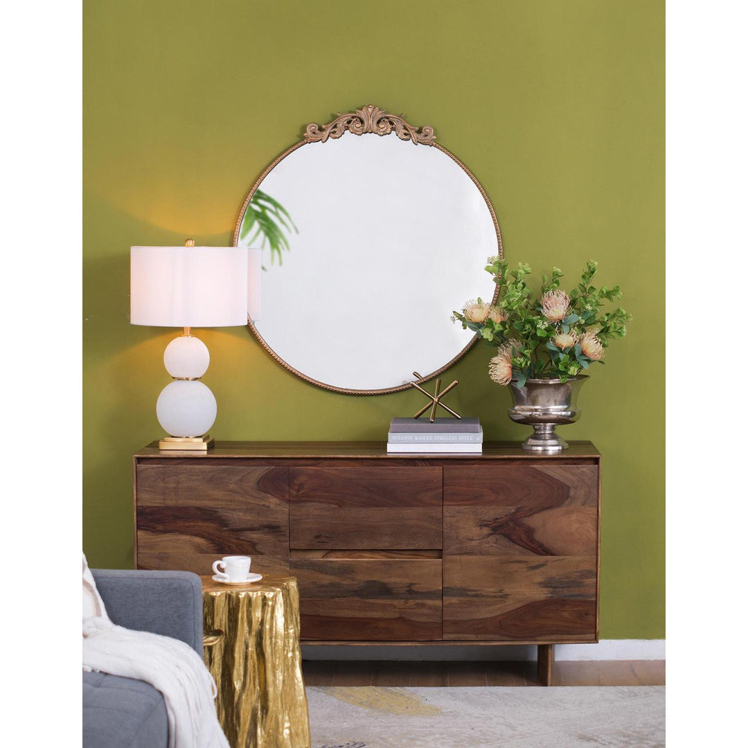 39" Gold Crowned Top Framed Accent Mirror