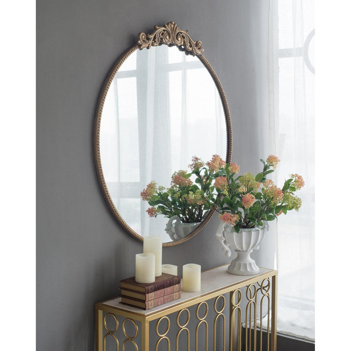 39" Gold Crowned Top Framed Accent Mirror