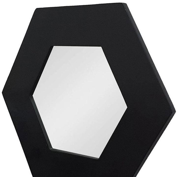 19" Black Hexagon Framed Accent Mirror