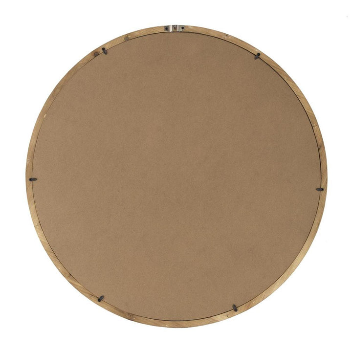 28" Brown Round Framed Accent Mirror