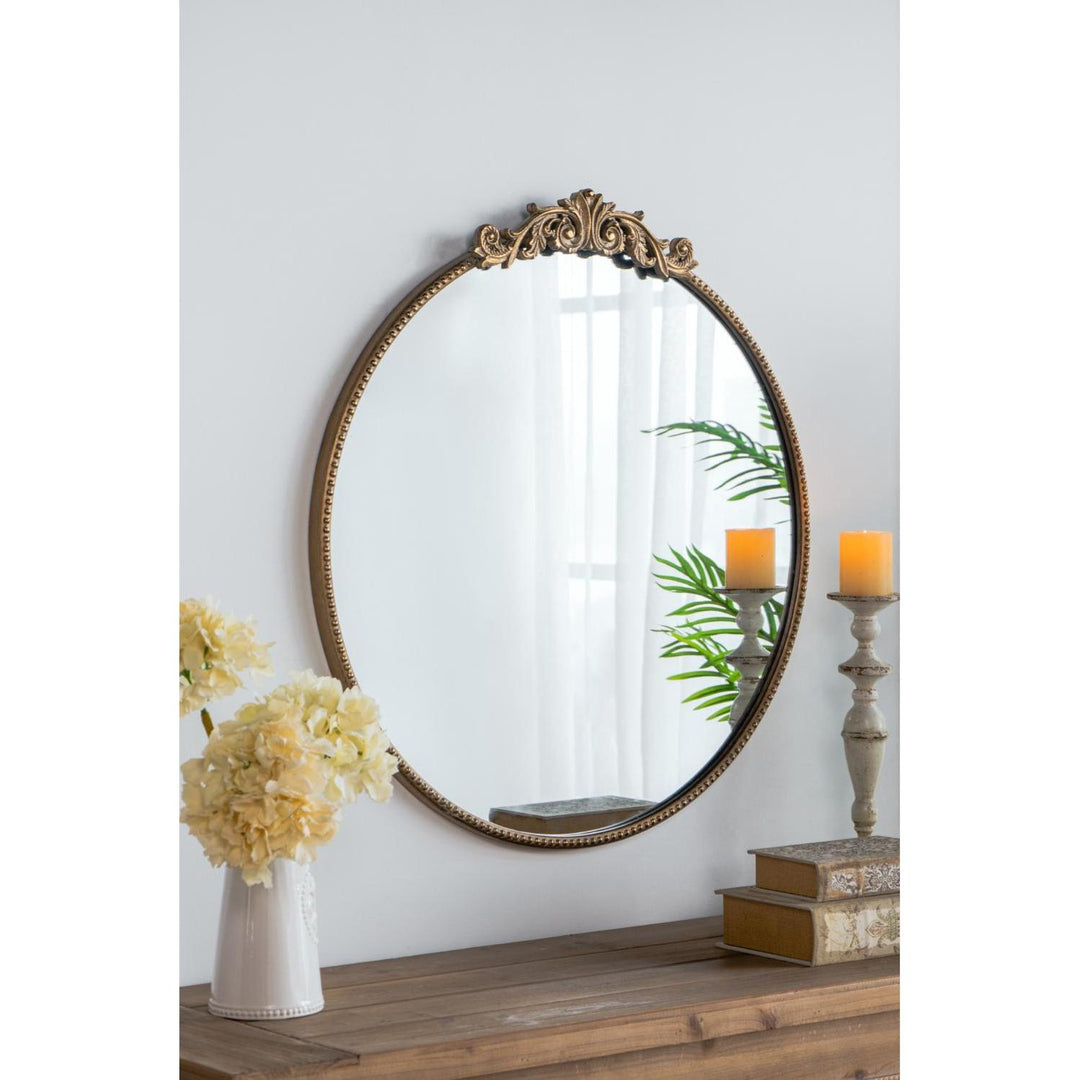 32" Gold Crowned Top Framed Accent Mirror