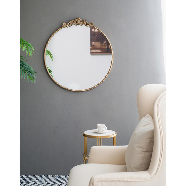 32" Gold Crowned Top Framed Accent Mirror