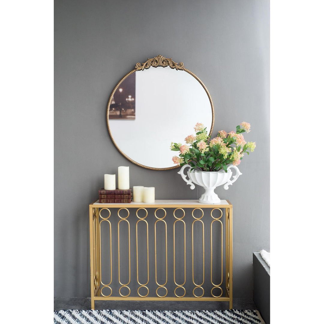 32" Gold Crowned Top Framed Accent Mirror