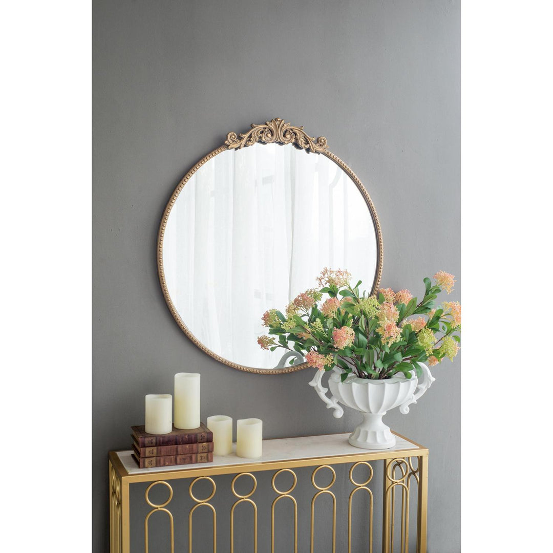 32" Gold Crowned Top Framed Accent Mirror