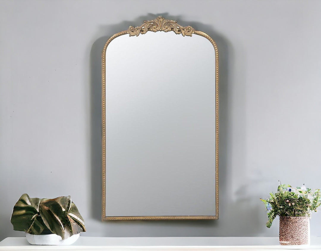 42" Gold Crowned Top Framed Accent Mirror