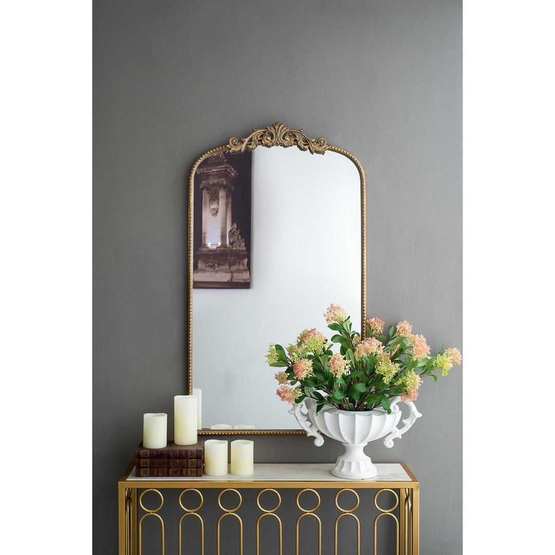 42" Gold Crowned Top Framed Accent Mirror