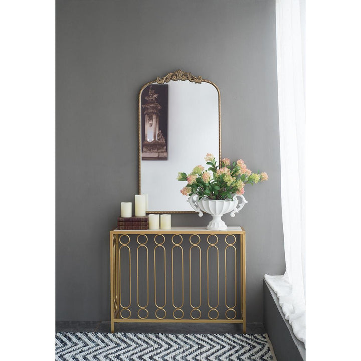 42" Gold Crowned Top Framed Accent Mirror