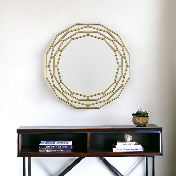 35" Gold Abstract Framed Accent Mirror