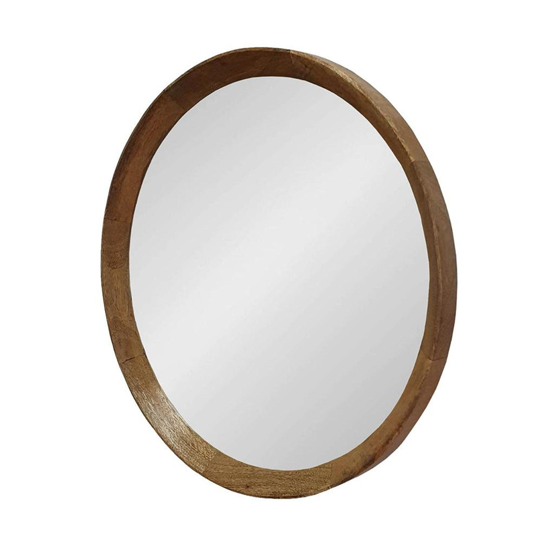 20" Natural Round Framed Accent Mirror