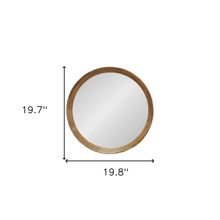 20" Natural Round Framed Accent Mirror