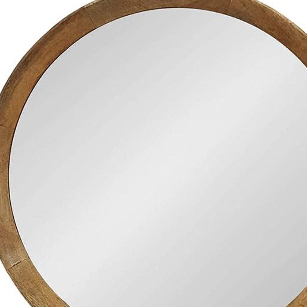 20" Natural Round Framed Accent Mirror