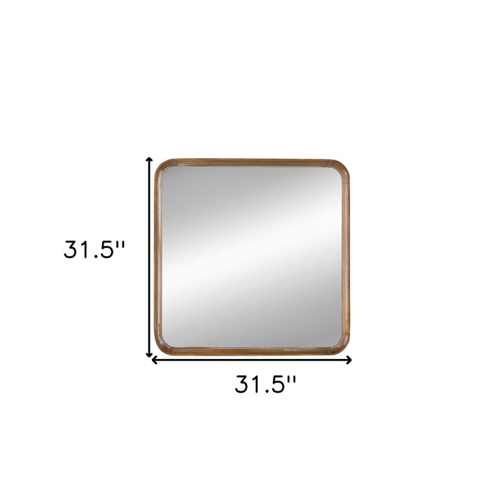 32" Brown Square Framed Accent Mirror