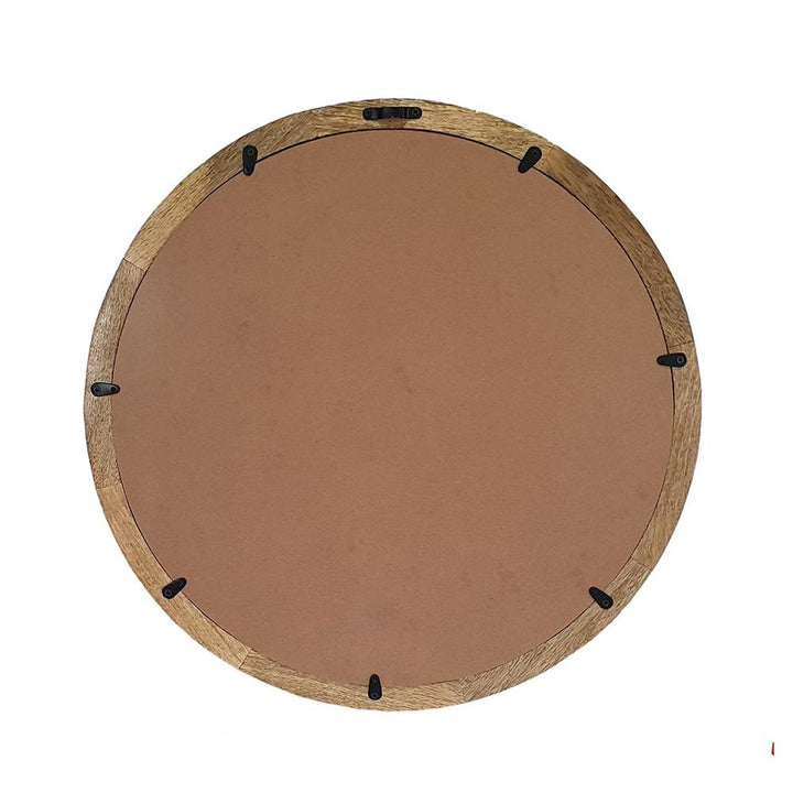 20" Natural Round Framed Accent Mirror