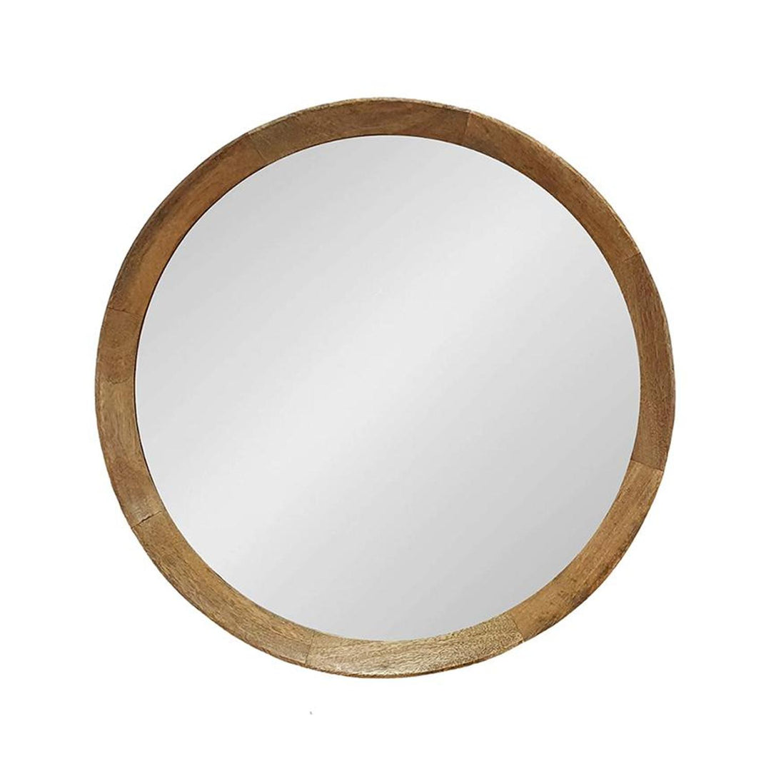 20" Natural Round Framed Accent Mirror