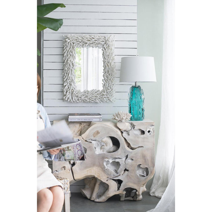 28" White Framed Accent Mirror