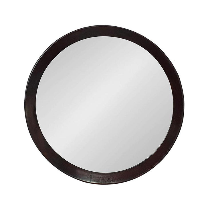 20" Dark Brown Round Framed Accent Mirror