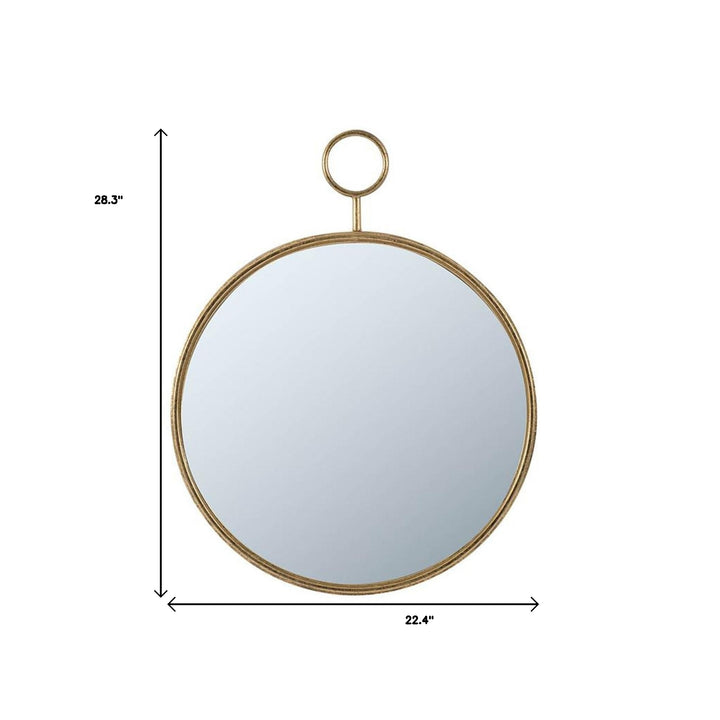 28" Gold Round Framed Accent Mirror