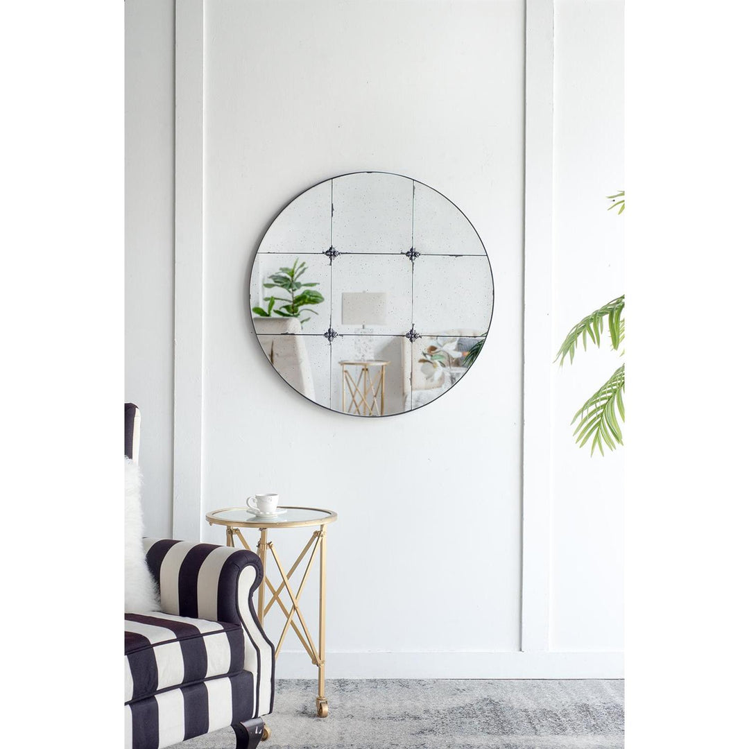 36" Black Round Framed Accent Mirror