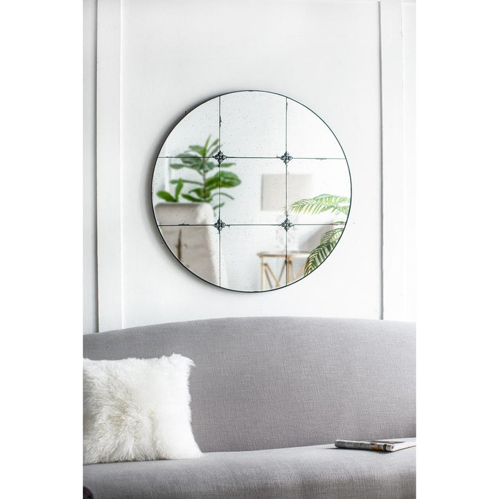 36" Black Round Framed Accent Mirror