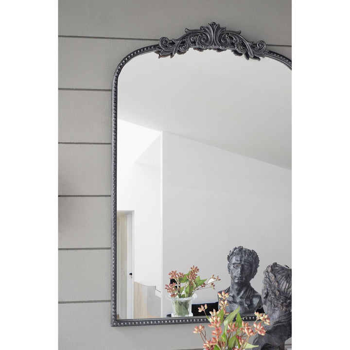 36" Black Crowned Top Framed Accent Mirror