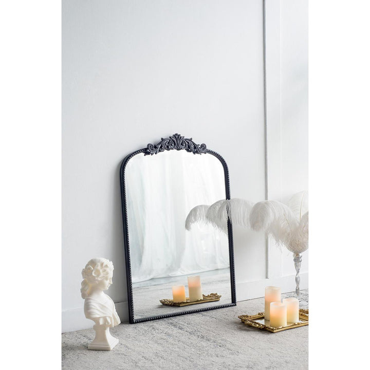 36" Black Crowned Top Framed Accent Mirror