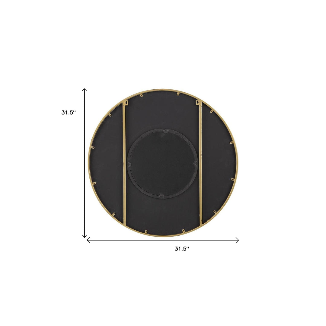 32" Gold and Black Round Framed Accent Mirror